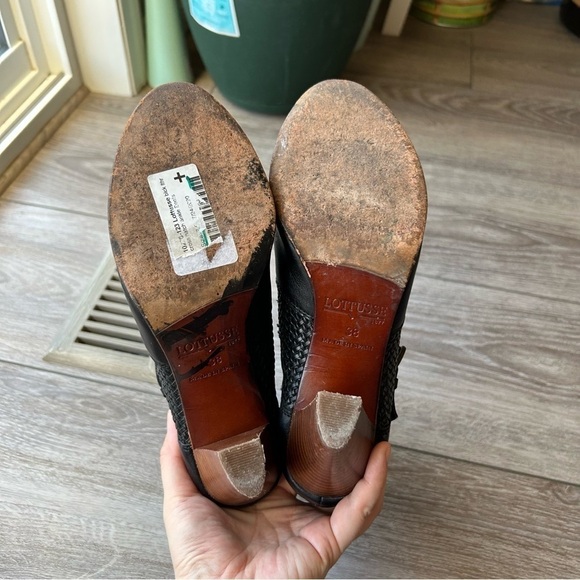 Lottusse Braided Leather  Heeled Boots with Fringe Made in Spain - Picture 9 of 12